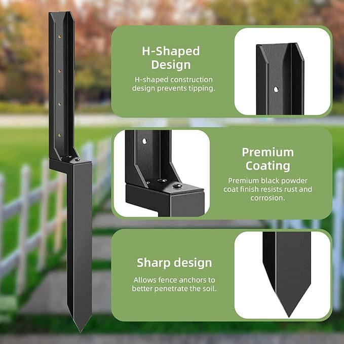 2 Piece Fence Post Repair Kit, Steel Brackets for Broken or Rotted Wooden Posts for Garden Yard Patio Fences