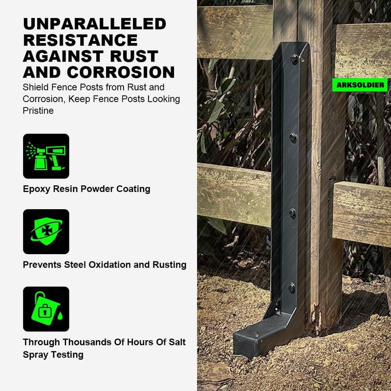 2 Piece Fence Post Repair Kit, Steel Brackets for Broken or Rotted Wooden Posts for Garden Yard Patio Fences