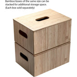 Bamboo Storage Box With Handles, Stackable Organizer Bin for Toys Bedding Clothes Closet Office Shelf, 14 x 11 x 6.5 in