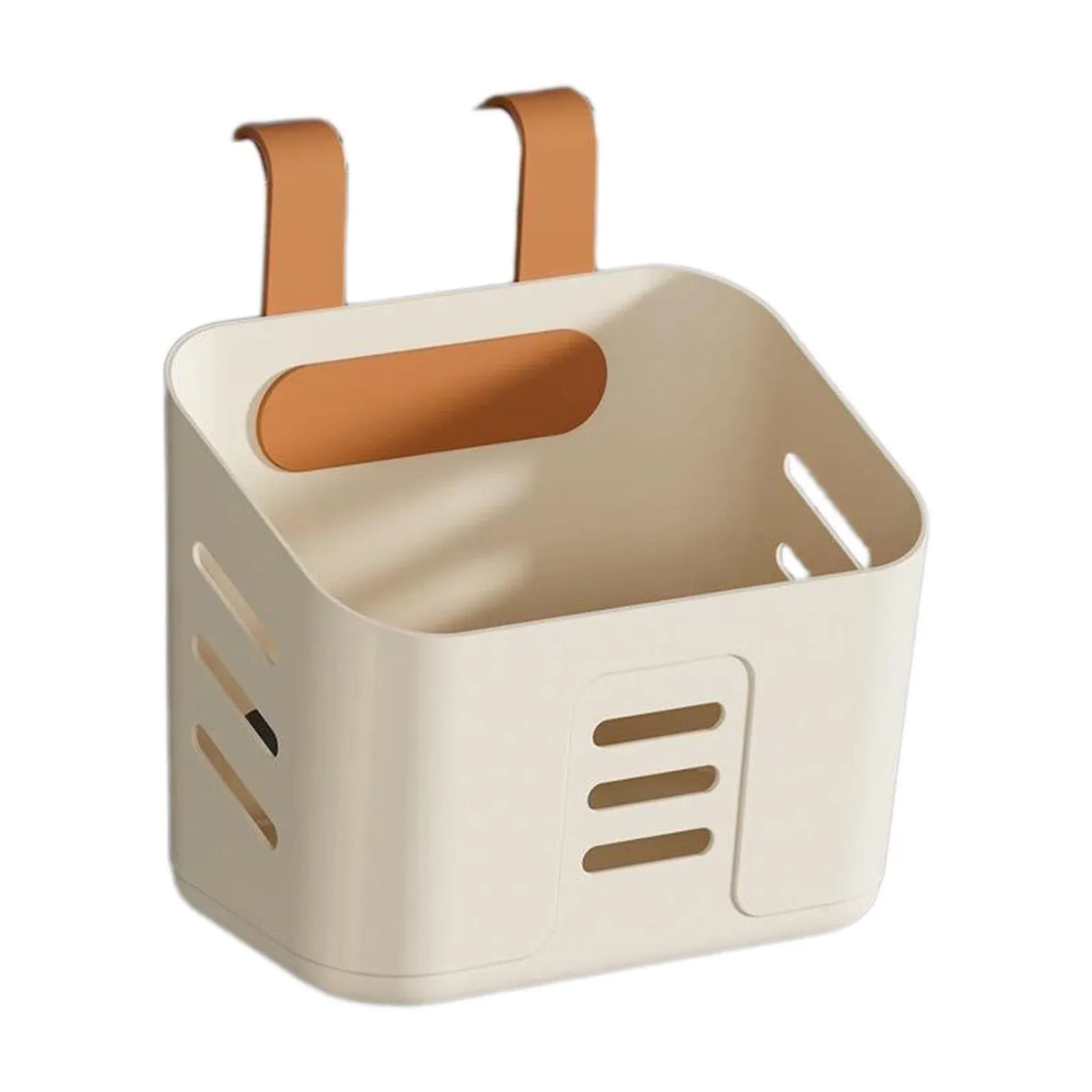 Poolside Storage Basket, Polypropylene Cup and Toy Bin for Above Ground Frame Pools, White Gray Yellow, 8.07 x 7.48 x 4.13 in