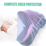 Universal Stroller Mosquito Net Cover, Blue Breathable Polyester Mesh Cover for Car Seat Carrier, 59 in - Side View
