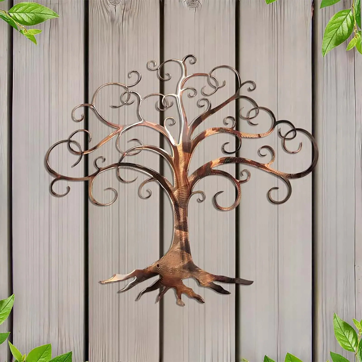 Waterproof Iron Metal Wall Art Decor, Modern Hanging Ornament for Outdoor Garden Patio, 11.81 x 9.84 in