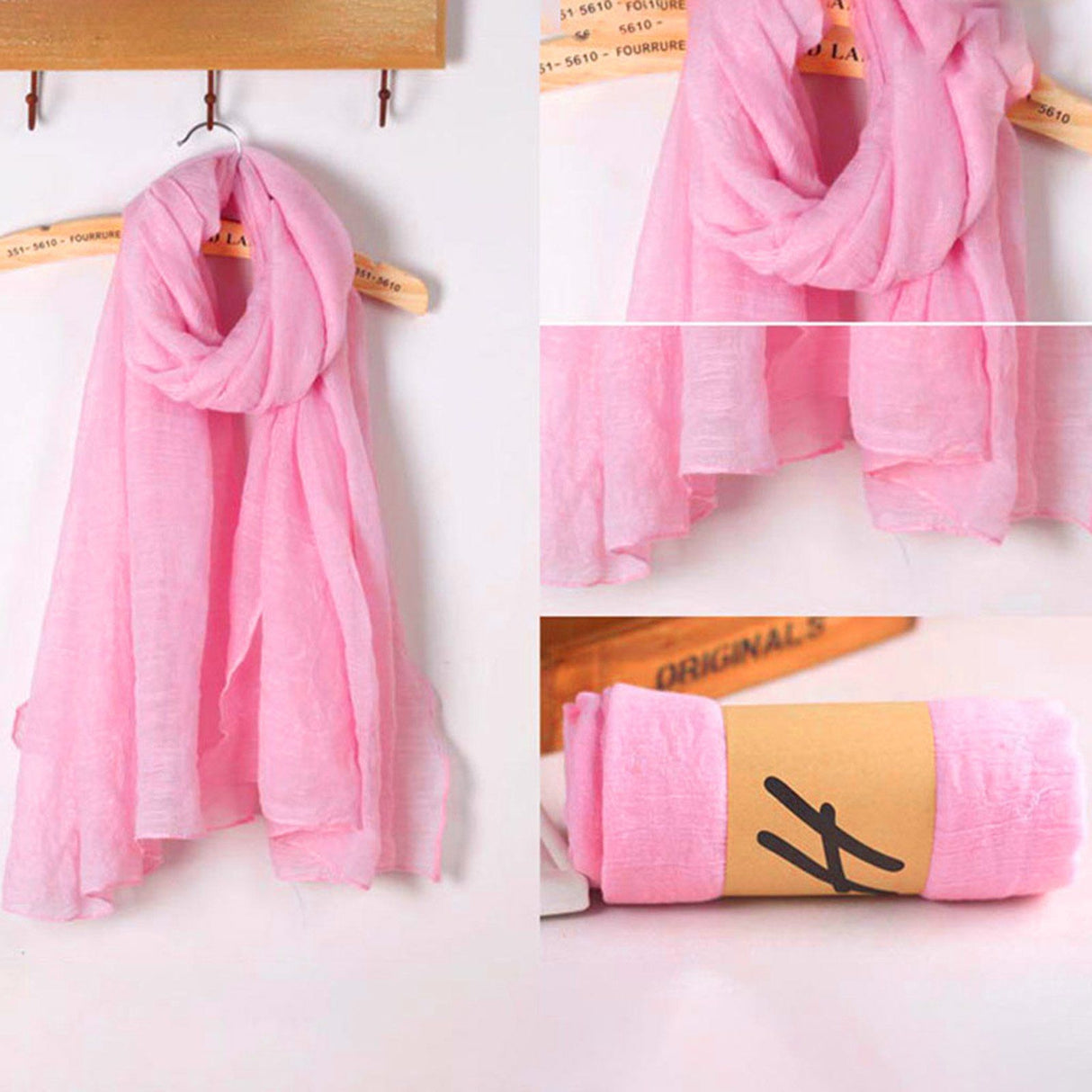 Lightweight Summer Scarf, Linen Feel Shawl Wrap for Men and Women
