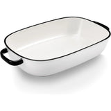 White Ceramic Rectangular Baking Dish, Oven Microwave Refrigerator Disinfection Cabinet and Dishwasher Safe Casserole Pan, 6 Quart, 16 x 11 in