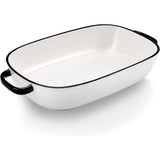 White Ceramic Rectangular Baking Dish, Oven Microwave Refrigerator Disinfection Cabinet and Dishwasher Safe Casserole Pan, 6 Quart, 16 x 11 in