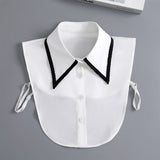 White Detachable Collar for Women, False Dickey Half Top Layering Accessory for Sweaters Shirts and Blouses, One Size - Front View