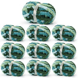 10 Pack Blue White Chunky Chenille Yarn, Super Bulky Variegated Blanket Yarn for Crochet and Hand Knitting, 25m, 70.5 oz