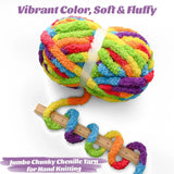 10 Pack Blue White Chunky Chenille Yarn, Super Bulky Variegated Blanket Yarn for Crochet and Hand Knitting, 25m, 70.5 oz