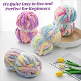 10 Pack Blue White Chunky Chenille Yarn, Super Bulky Variegated Blanket Yarn for Crochet and Hand Knitting, 25m, 70.5 oz - 45-Degree Angle