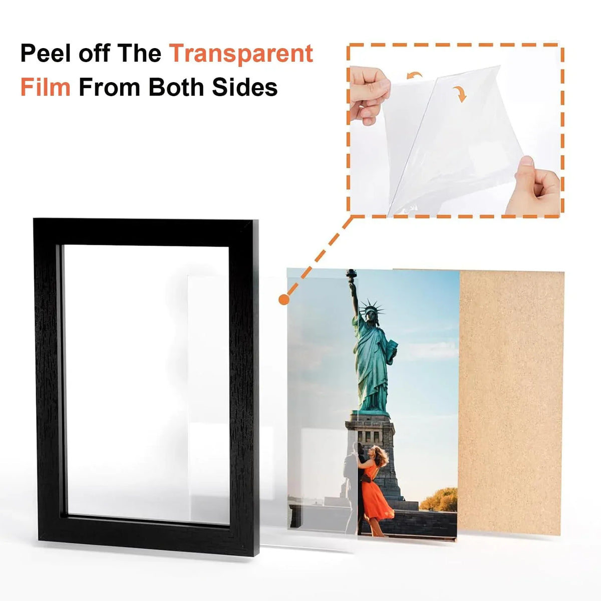 4 Panel Black Folding Hinged Picture Frame, Rustic Wood Tabletop Family Photo Collage Stand, 5 x 6 in