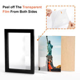 4 Panel Black Folding Hinged Picture Frame, Rustic Wood Tabletop Family Photo Collage Stand, 5 x 6 in