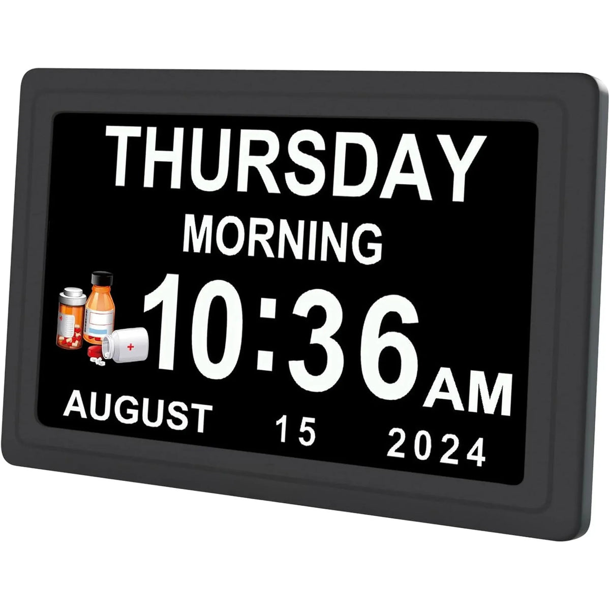 Dementia Digital Clock for Seniors, Extra Large Electric Calendar Clock With 20 Alarms Auto DST and HD Display, 10 in, 1024 x 600P