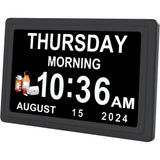 Dementia Digital Clock for Seniors, Extra Large Electric Calendar Clock With 20 Alarms Auto DST and HD Display, 10 in, 1024 x 600P