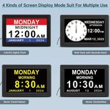 Dementia Digital Clock for Seniors, Extra Large Electric Calendar Clock With 20 Alarms Auto DST and HD Display, 10 in, 1024 x 600P