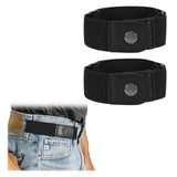 Black No Buckle Stretch Belt, Elastic Invisible Side Waist Belt for Jeans Women and Men - Top-Down View