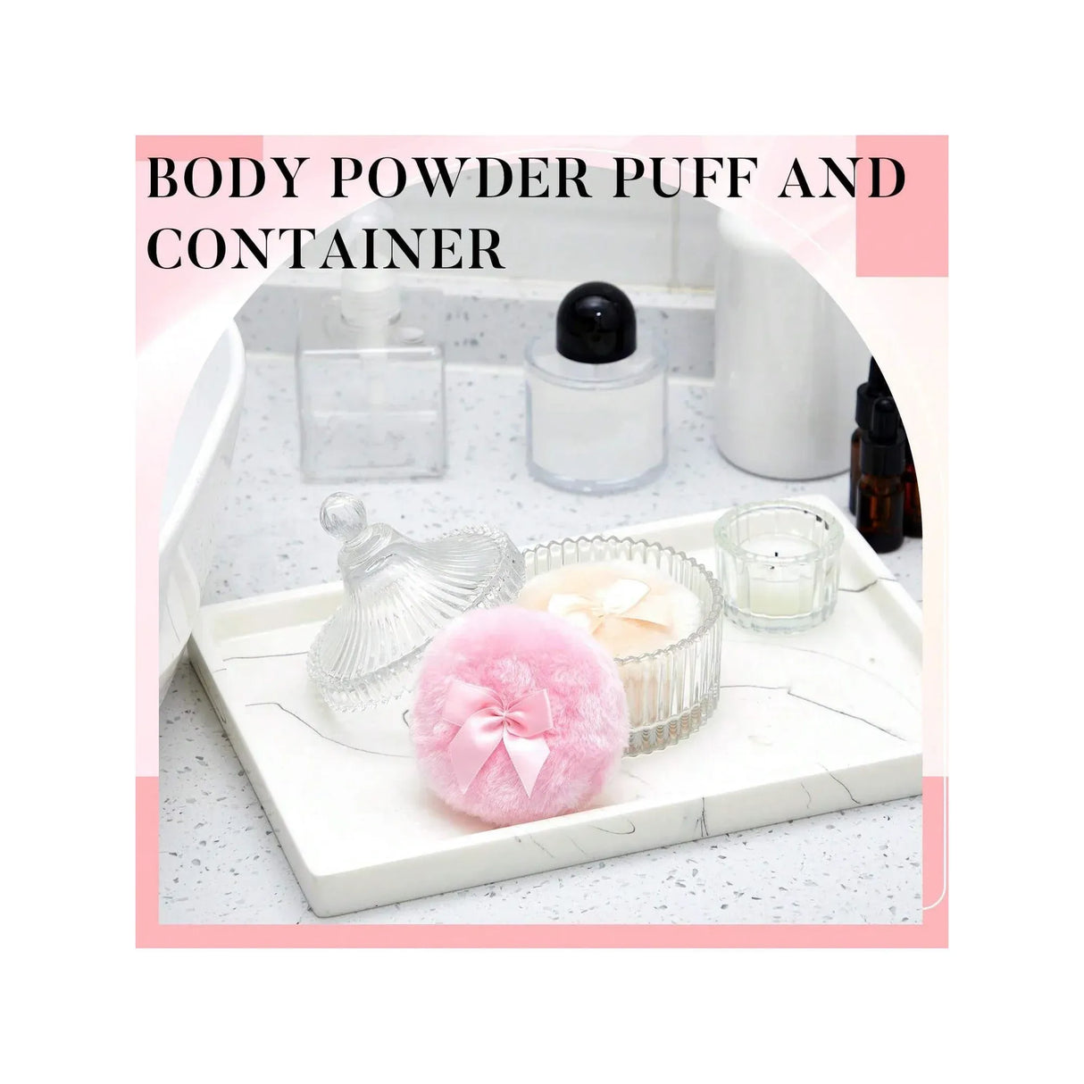 Clear Ribbed Glass Vanity Jar With Lid, Victorian Style Makeup Trinket Container for Bathroom