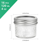16 Pack Glass Mason Jars With Regular Lids, Canning Jelly Jars for Baby Food Honey Jam Candles and Spices, 4 oz