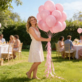 100 Pcs Latex Balloons With 1 Roll Ribbon, Round Helium Balloons for Birthday Wedding Baby Shower Graduation and Festivals, 12 in - Rear View