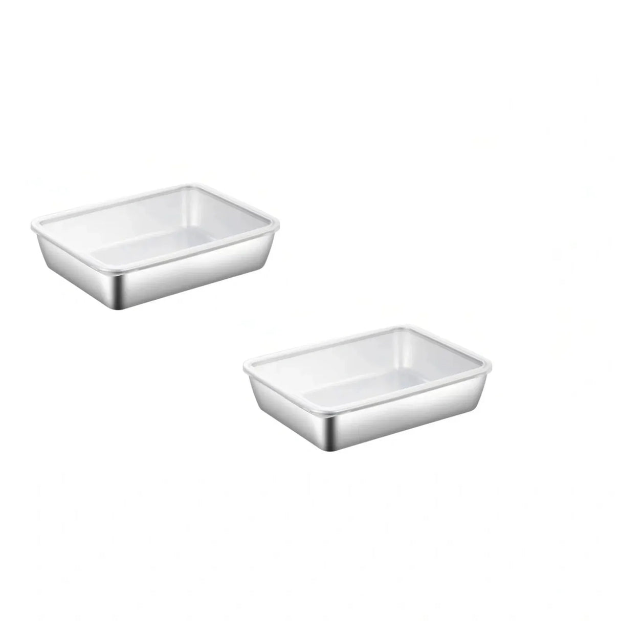 2 Pc Stainless Steel Fridge Storage Containers With Lids, Rectangular Baking Pans for Freezer Meal Prep and Catering, 10 x 8 x 3 in