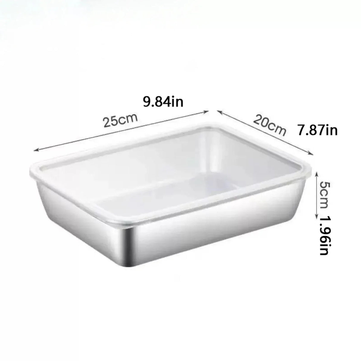 2 Pc Stainless Steel Fridge Storage Containers With Lids, Rectangular Baking Pans for Freezer Meal Prep and Catering, 10 x 8 x 3 in