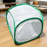 1 Pc Green Butterfly Kit With Live Caterpillars, Portable Foldable Insect Habitat Cage and Butterfly House - Top-Down View