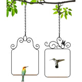 2 Pack Black Hummingbird Swings and Perches, Metal Frame Wild Bird Swing With Wooden Dowel and Hanging Chains for Indoor Outdoor