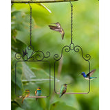 2 Pack Black Hummingbird Swings and Perches, Metal Frame Wild Bird Swing With Wooden Dowel and Hanging Chains for Indoor Outdoor - Close-Up Angle