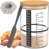 Glass Sourdough Starter Jar Kit With Wooden Lid and Cloth Cover, Bread Baking Supplies