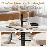 Glass Sourdough Starter Jar Kit With Wooden Lid and Cloth Cover, Bread Baking Supplies