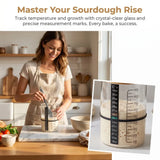 Glass Sourdough Starter Jar Kit With Wooden Lid and Cloth Cover, Bread Baking Supplies - 45-Degree Angle