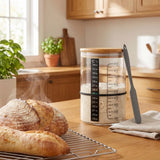 Glass Sourdough Starter Jar Kit With Wooden Lid and Cloth Cover, Bread Baking Supplies - Rear View
