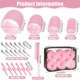 50 Pcs Pink Self Grip Hair Rollers Set With Clips for Long Short Hair and Bangs, 25 mm, 36 mm, 48 mm, 60 mm - Side View