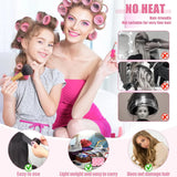 50 Pcs Pink Self Grip Hair Rollers Set With Clips for Long Short Hair and Bangs, 25 mm, 36 mm, 48 mm, 60 mm