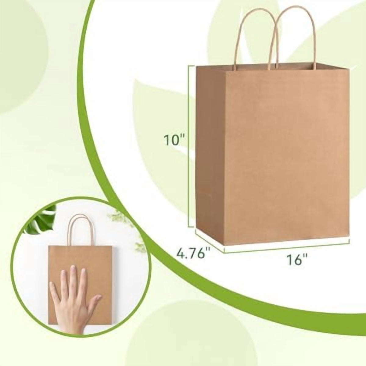 100 Pcs Brown Kraft Gift Bags With Handles, Medium Paper Bags for Craft Shopping Business Party Favor Retail Grocery, 5.91* 3.15 * 8.27in
