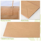 100 Pcs Brown Kraft Gift Bags With Handles, Medium Paper Bags for Craft Shopping Business Party Favor Retail Grocery, 5.91* 3.15 * 8.27in - Side View
