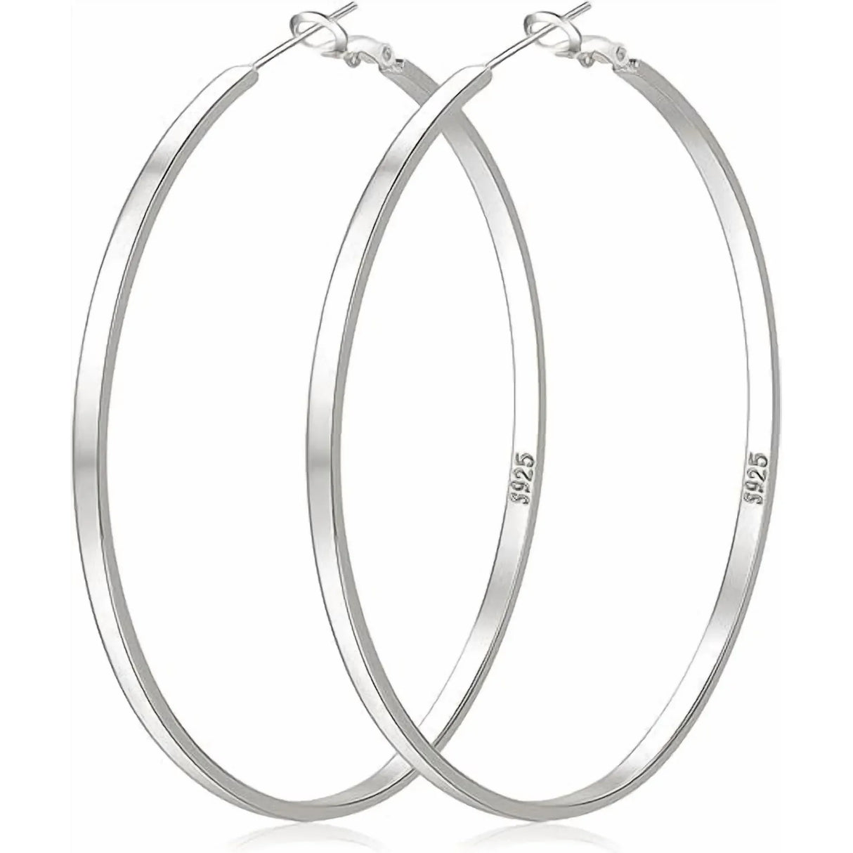 316 Sterling Silver Hoop Earrings for Women, Lightweight Hypoallergenic Large Earrings, 30/40/50 mm