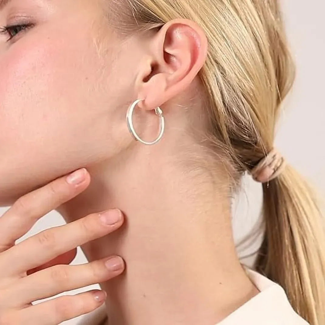 316 Sterling Silver Hoop Earrings for Women, Lightweight Hypoallergenic Large Earrings, 30/40/50 mm