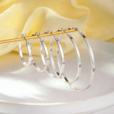 316 Sterling Silver Hoop Earrings for Women, Lightweight Hypoallergenic Large Earrings, 30/40/50 mm - 45-Degree Angle