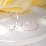316 Sterling Silver Hoop Earrings for Women, Lightweight Hypoallergenic Large Earrings, 30/40/50 mm - Rear View