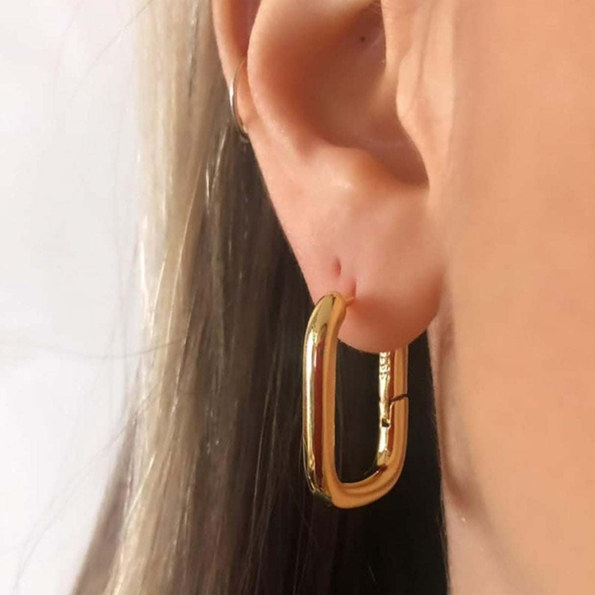 Chunky Stud Earrings for Women, 14K Gold Plated Hypoallergenic Statement Fashion Jewelry
