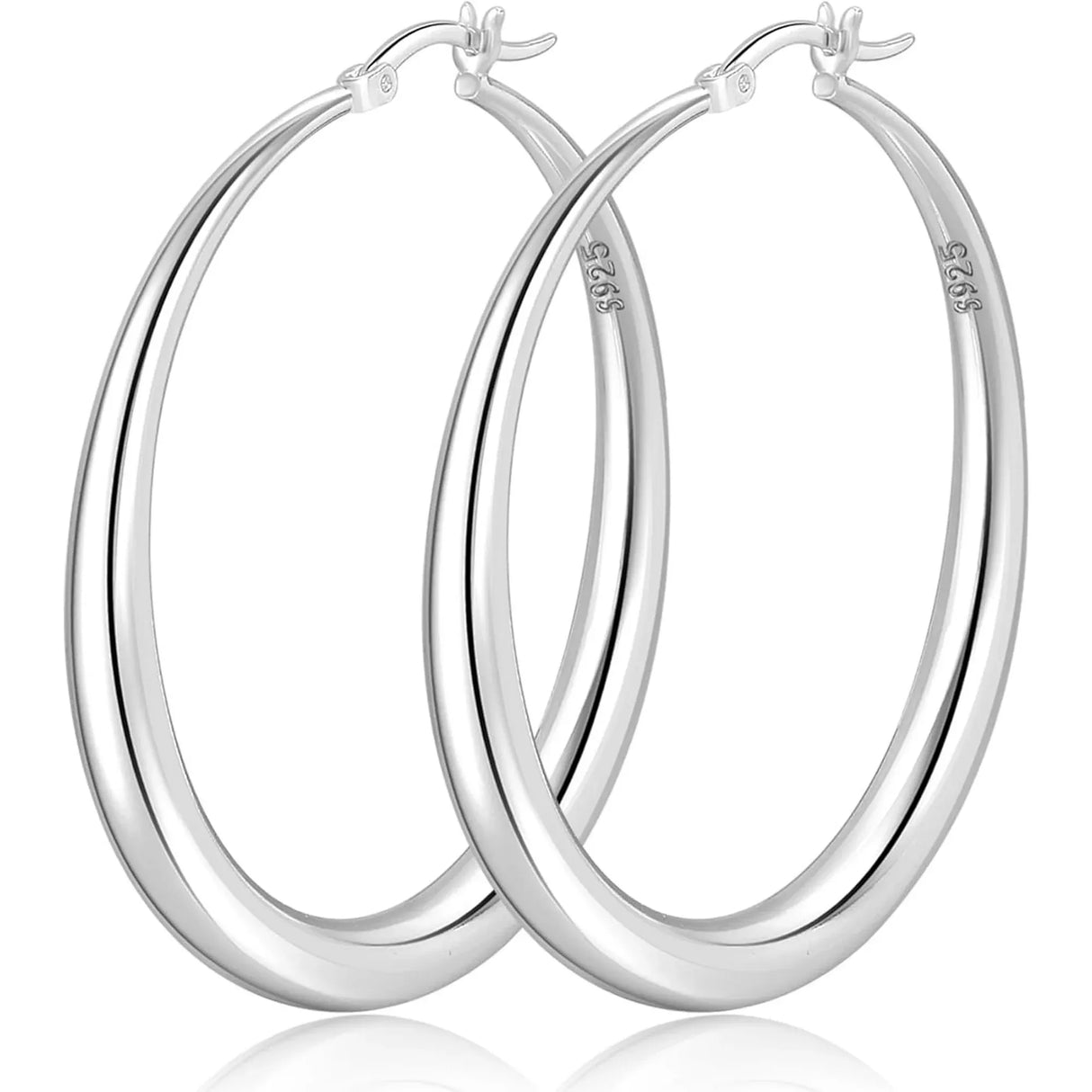 S925 Sterling Silver Hoop Earrings for Women, Lightweight Hypoallergenic Large Silver Hoops, 30 mm