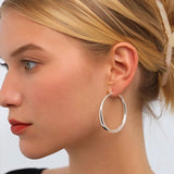 S925 Sterling Silver Hoop Earrings for Women, Lightweight Hypoallergenic Large Silver Hoops, 30 mm - Front View