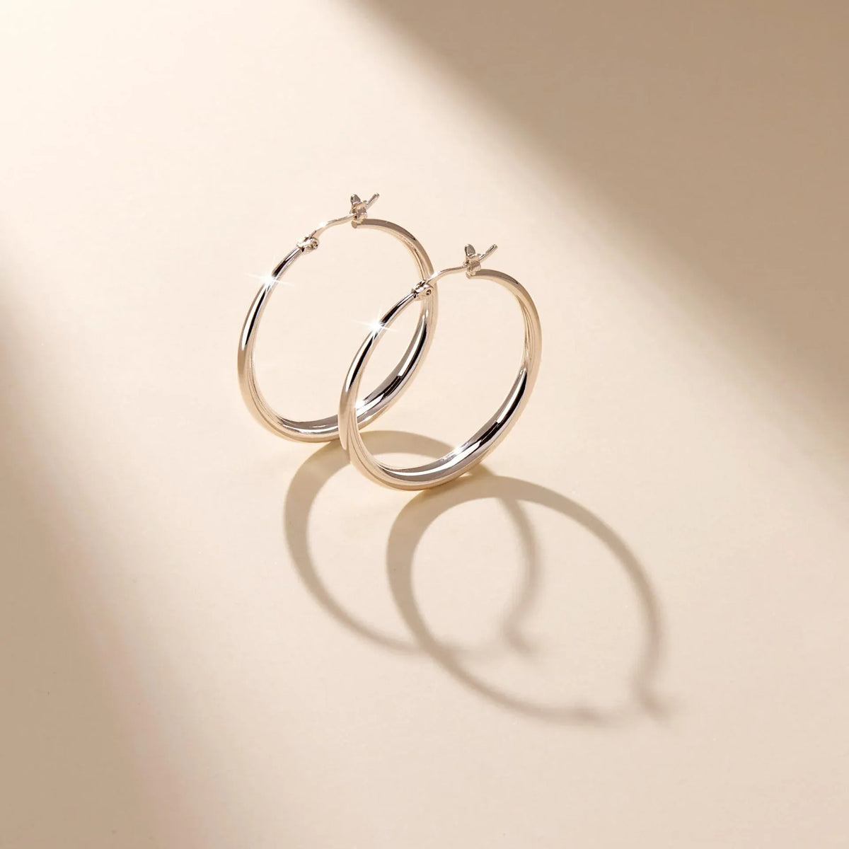 S925 Sterling Silver Hoop Earrings for Women, Lightweight Hypoallergenic Large Silver Hoops, 30 mm