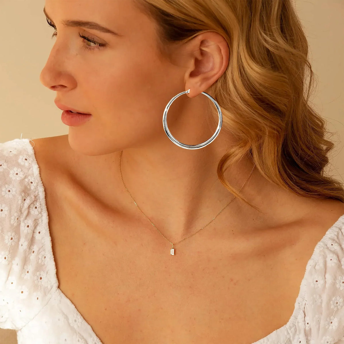 S925 Sterling Silver Hoop Earrings for Women, Lightweight Hypoallergenic Large Silver Hoops, 30 mm