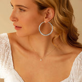 S925 Sterling Silver Hoop Earrings for Women, Lightweight Hypoallergenic Large Silver Hoops, 30 mm - 45-Degree Angle