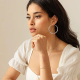 S925 Sterling Silver Hoop Earrings for Women, Lightweight Hypoallergenic Large Silver Hoops, 30 mm - Rear View