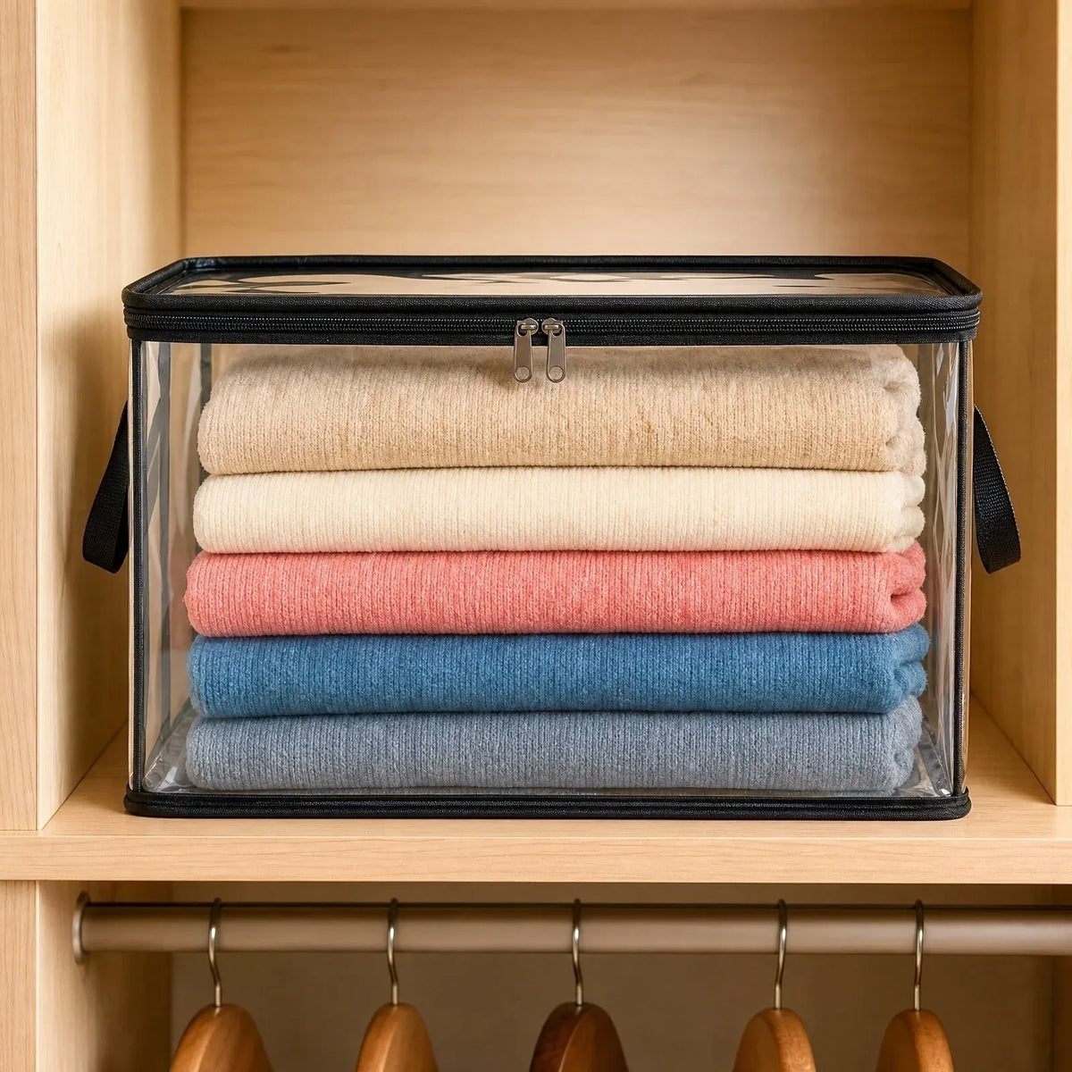 6 Pcs Extra Large Clear Storage Bags With Zipper Handles, Thick Foldable Plastic Bins for Clothes Blankets Toys Moving