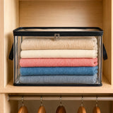 6 Pcs Extra Large Clear Storage Bags With Zipper Handles, Thick Foldable Plastic Bins for Clothes Blankets Toys Moving - Top-Down View