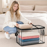 6 Pcs Extra Large Clear Storage Bags With Zipper Handles, Thick Foldable Plastic Bins for Clothes Blankets Toys Moving - Rear View