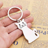 Keychain - Cat Keychain - Cute Keychain - Perfect Gift for Lovers, Friends and Best Friend - Silver - Front View